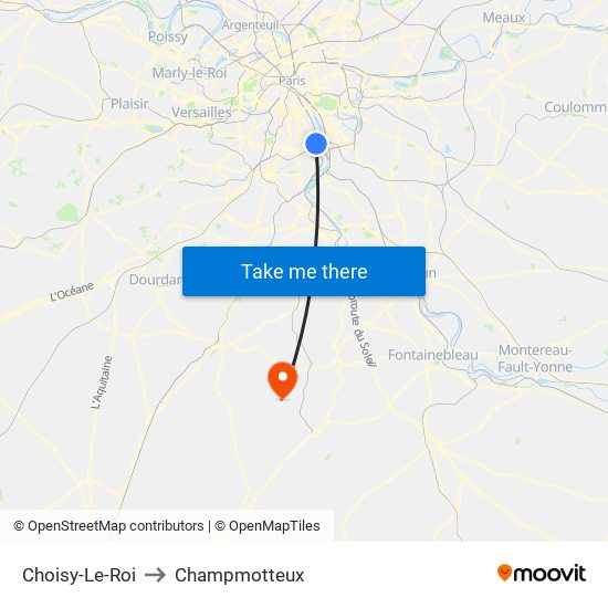 Choisy-Le-Roi to Champmotteux map