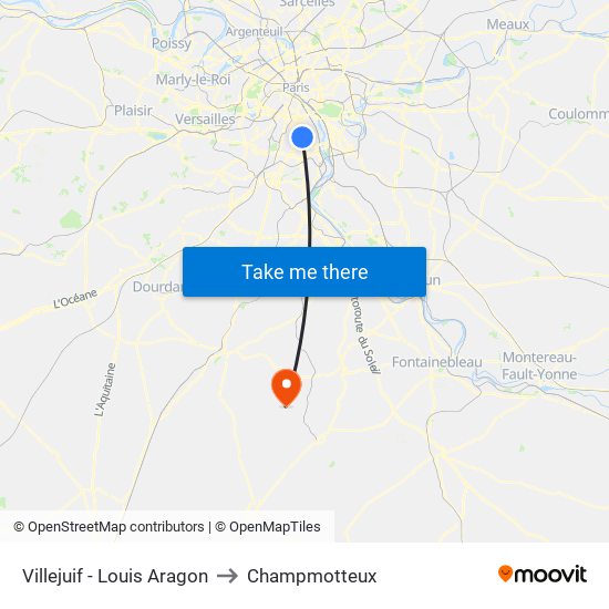 Villejuif - Louis Aragon to Champmotteux map