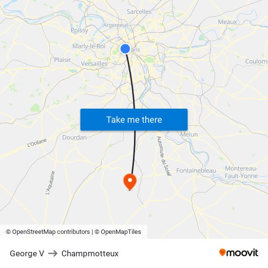 George V to Champmotteux map