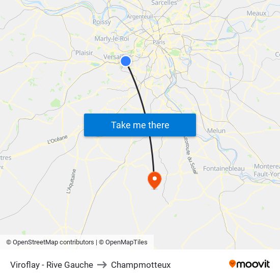 Viroflay - Rive Gauche to Champmotteux map