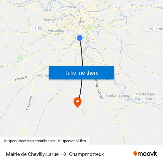 Mairie de Chevilly-Larue to Champmotteux map