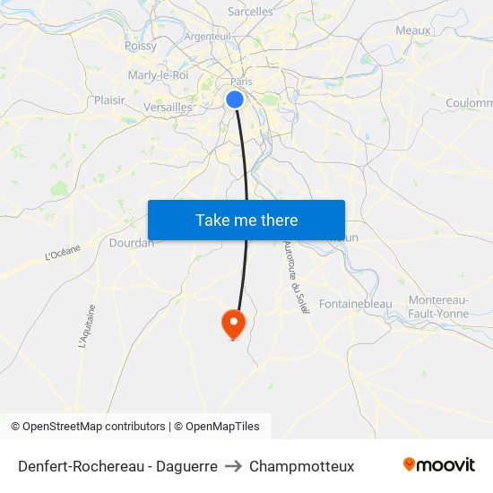 Denfert-Rochereau - Daguerre to Champmotteux map