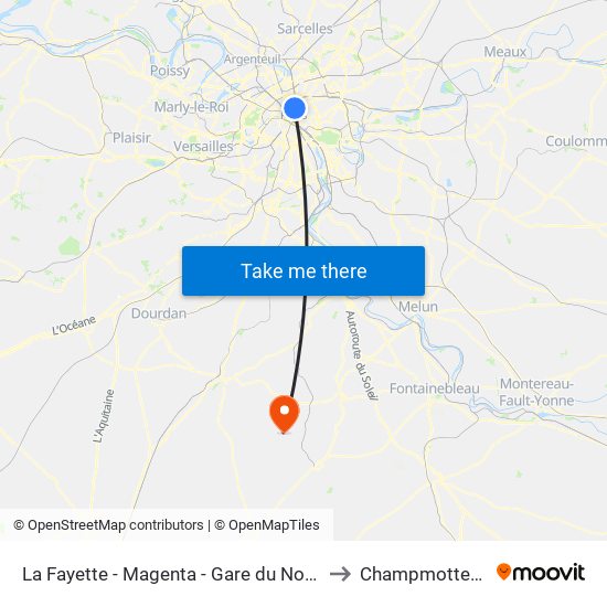 La Fayette - Magenta - Gare du Nord to Champmotteux map