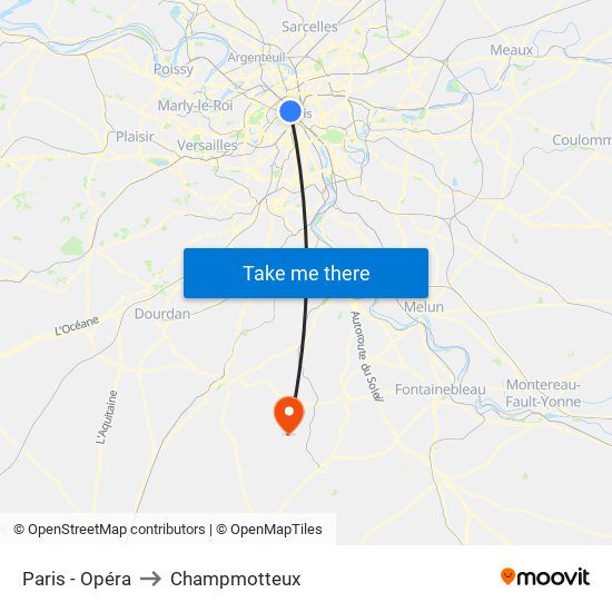 Paris - Opéra to Champmotteux map