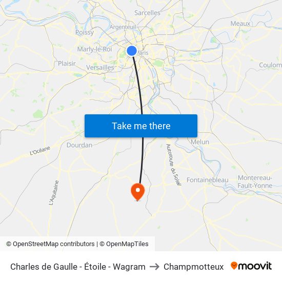 Charles de Gaulle - Étoile - Wagram to Champmotteux map