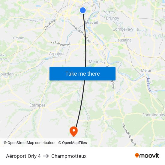 Aéroport Orly 4 to Champmotteux map
