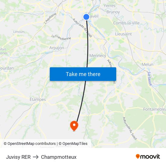 Juvisy RER to Champmotteux map
