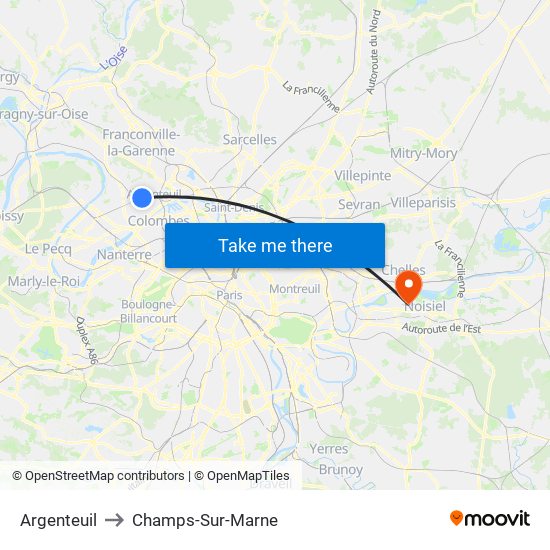 Argenteuil to Champs-Sur-Marne map