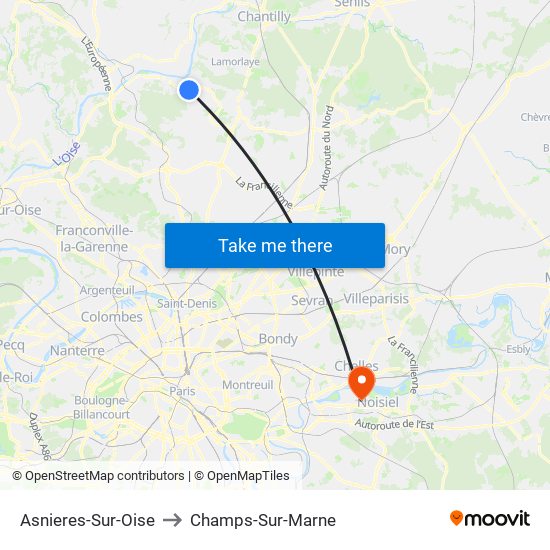 Asnieres-Sur-Oise to Champs-Sur-Marne map