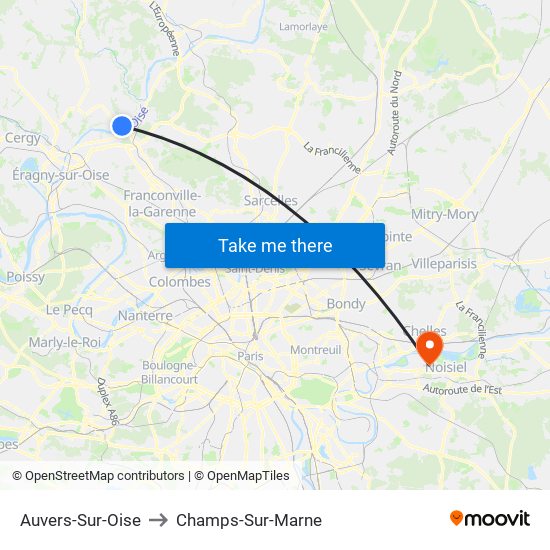 Auvers-Sur-Oise to Champs-Sur-Marne map