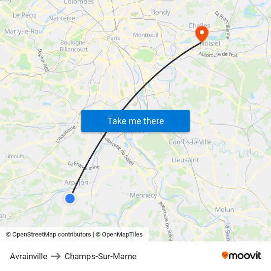 Avrainville to Champs-Sur-Marne map