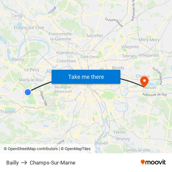 Bailly to Champs-Sur-Marne map