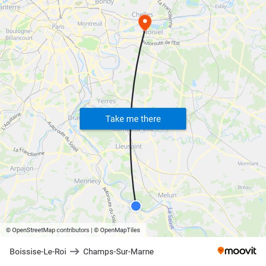 Boissise-Le-Roi to Champs-Sur-Marne map