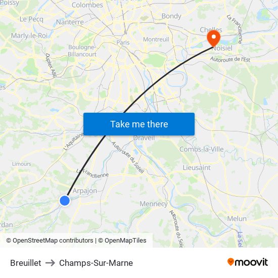 Breuillet to Champs-Sur-Marne map