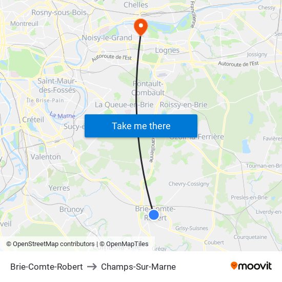 Brie-Comte-Robert to Champs-Sur-Marne map