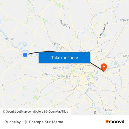 Buchelay to Champs-Sur-Marne map