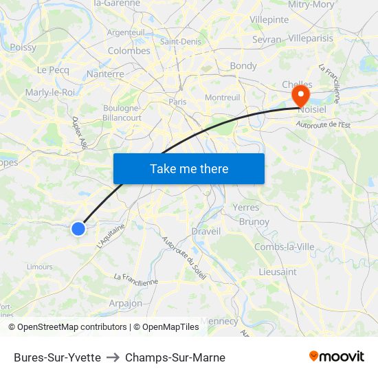 Bures-Sur-Yvette to Champs-Sur-Marne map