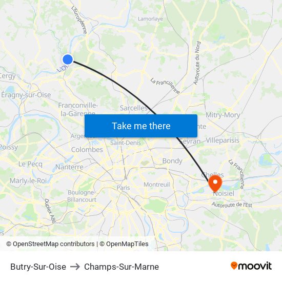 Butry-Sur-Oise to Champs-Sur-Marne map