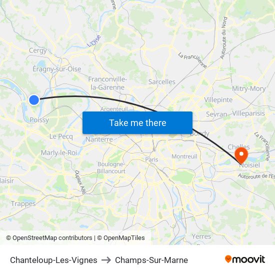 Chanteloup-Les-Vignes to Champs-Sur-Marne map