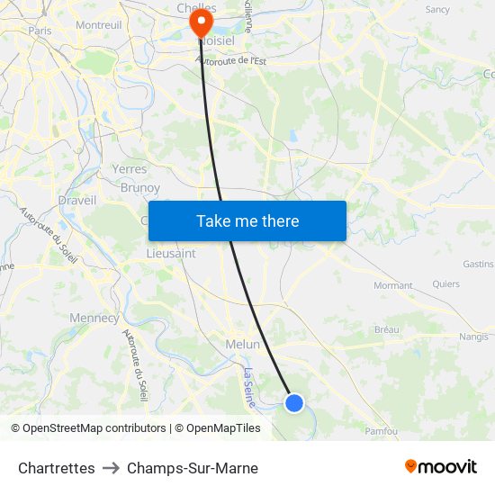Chartrettes to Champs-Sur-Marne map