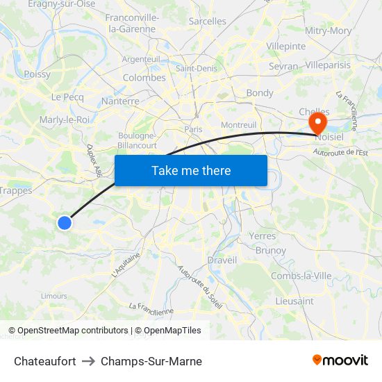 Chateaufort to Champs-Sur-Marne map