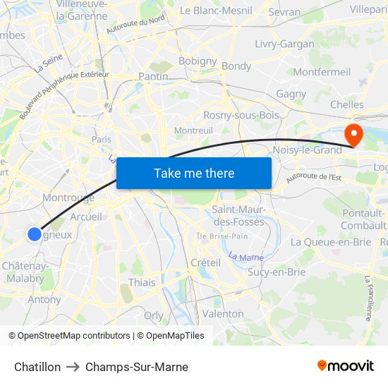 Chatillon to Champs-Sur-Marne map