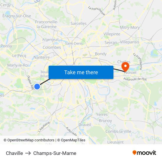 Chaville to Champs-Sur-Marne map