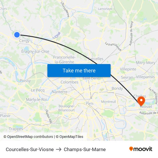 Courcelles-Sur-Viosne to Champs-Sur-Marne map