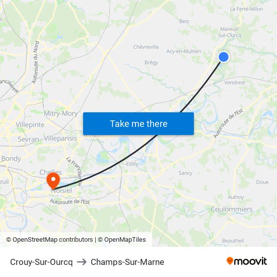 Crouy-Sur-Ourcq to Champs-Sur-Marne map