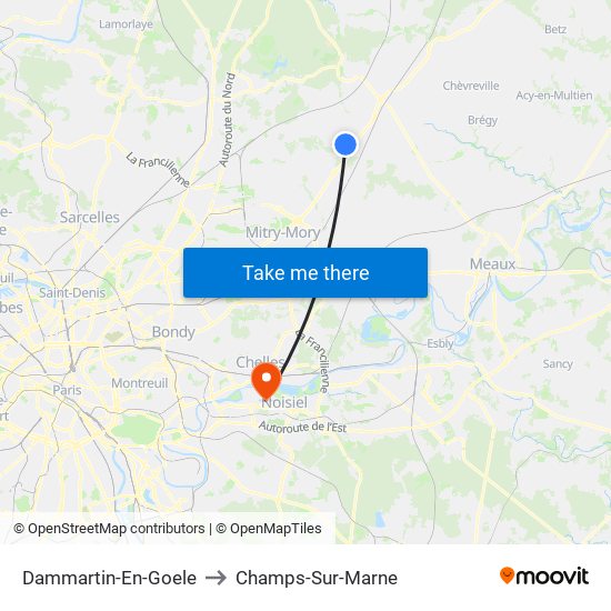 Dammartin-En-Goele to Champs-Sur-Marne map