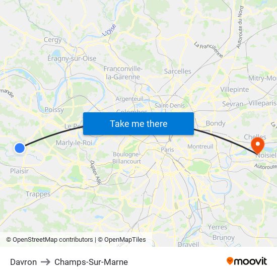 Davron to Champs-Sur-Marne map