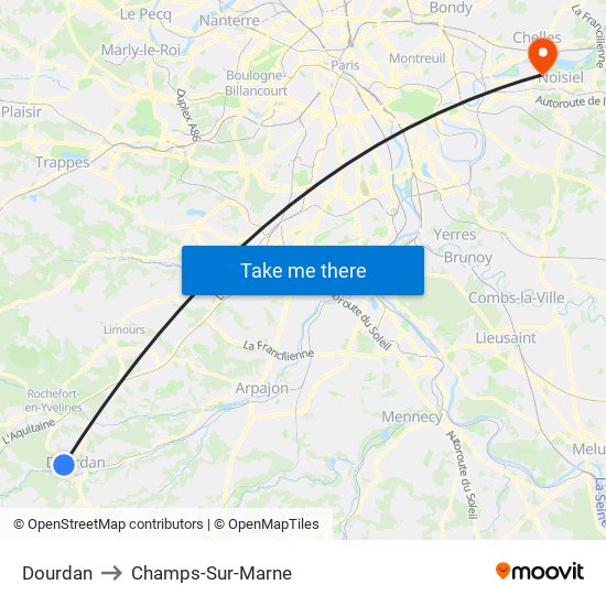Dourdan to Champs-Sur-Marne map