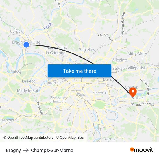 Eragny to Champs-Sur-Marne map