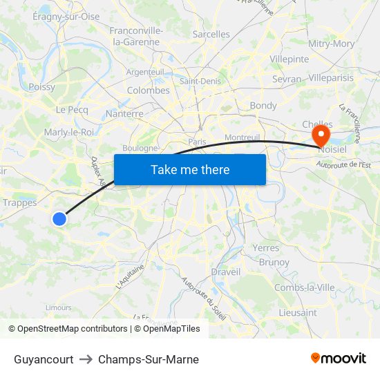 Guyancourt to Champs-Sur-Marne map