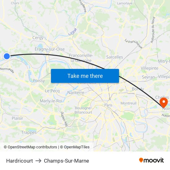 Hardricourt to Champs-Sur-Marne map