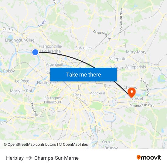 Herblay to Champs-Sur-Marne map