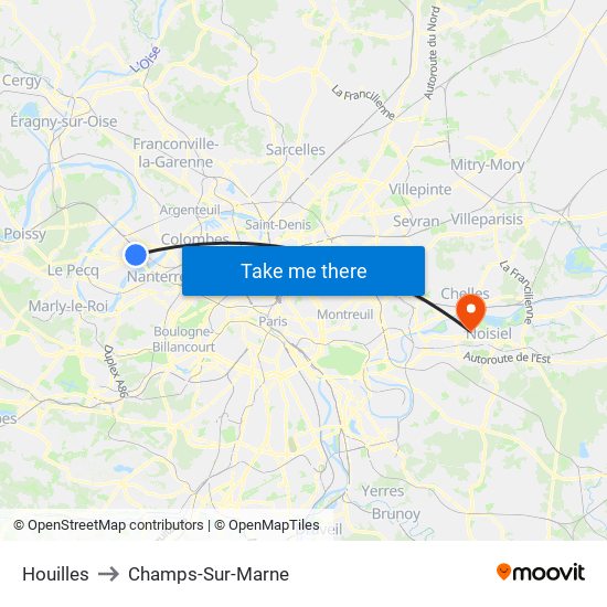 Houilles to Champs-Sur-Marne map