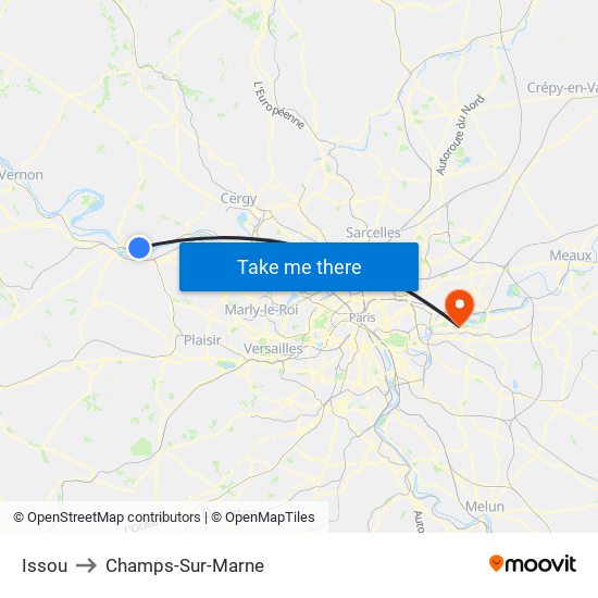 Issou to Champs-Sur-Marne map