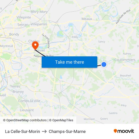 La Celle-Sur-Morin to Champs-Sur-Marne map