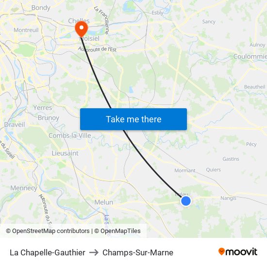 La Chapelle-Gauthier to Champs-Sur-Marne map