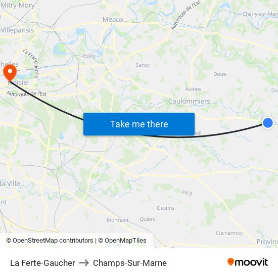 La Ferte-Gaucher to Champs-Sur-Marne map