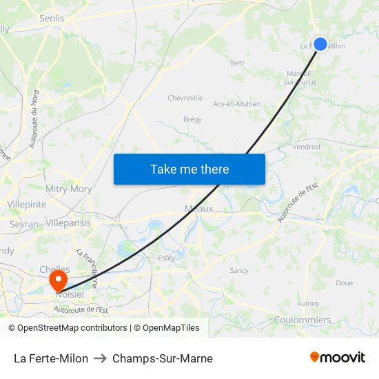 La Ferte-Milon to Champs-Sur-Marne map