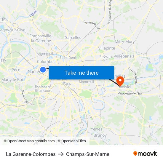 La Garenne-Colombes to Champs-Sur-Marne map