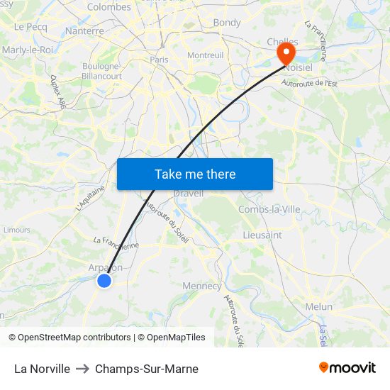 La Norville to Champs-Sur-Marne map