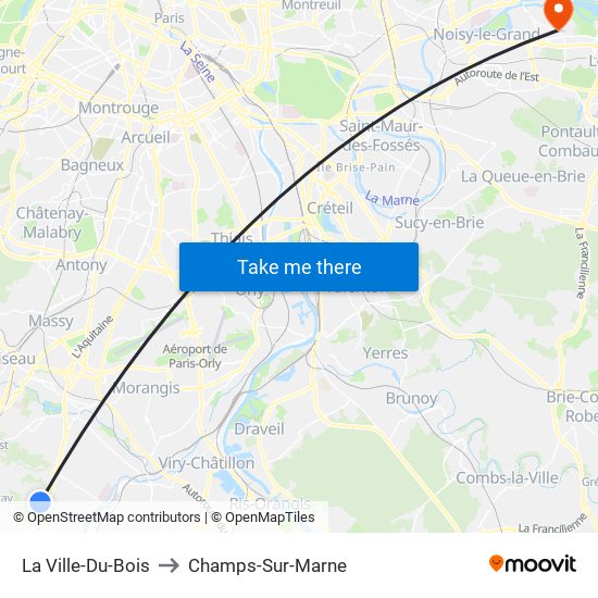 La Ville-Du-Bois to Champs-Sur-Marne map