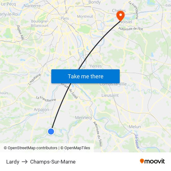 Lardy to Champs-Sur-Marne map
