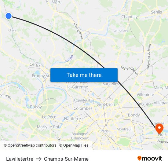 Lavilletertre to Champs-Sur-Marne map
