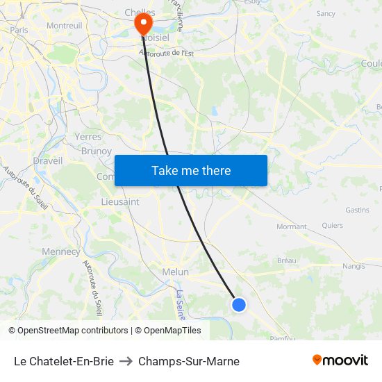 Le Chatelet-En-Brie to Champs-Sur-Marne map