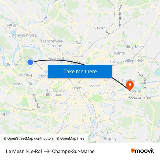 Le Mesnil-Le-Roi to Champs-Sur-Marne map