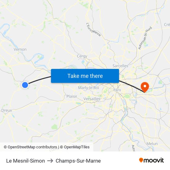 Le Mesnil-Simon to Champs-Sur-Marne map